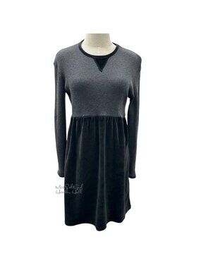 J. Jill Casual Gray & Black Knit & Velvet Dress XS Petite